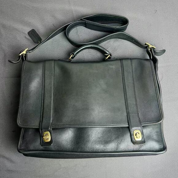 Old Coach Vintage Briefcase 5274 Black Leather Bag - Picture 1 of 12
